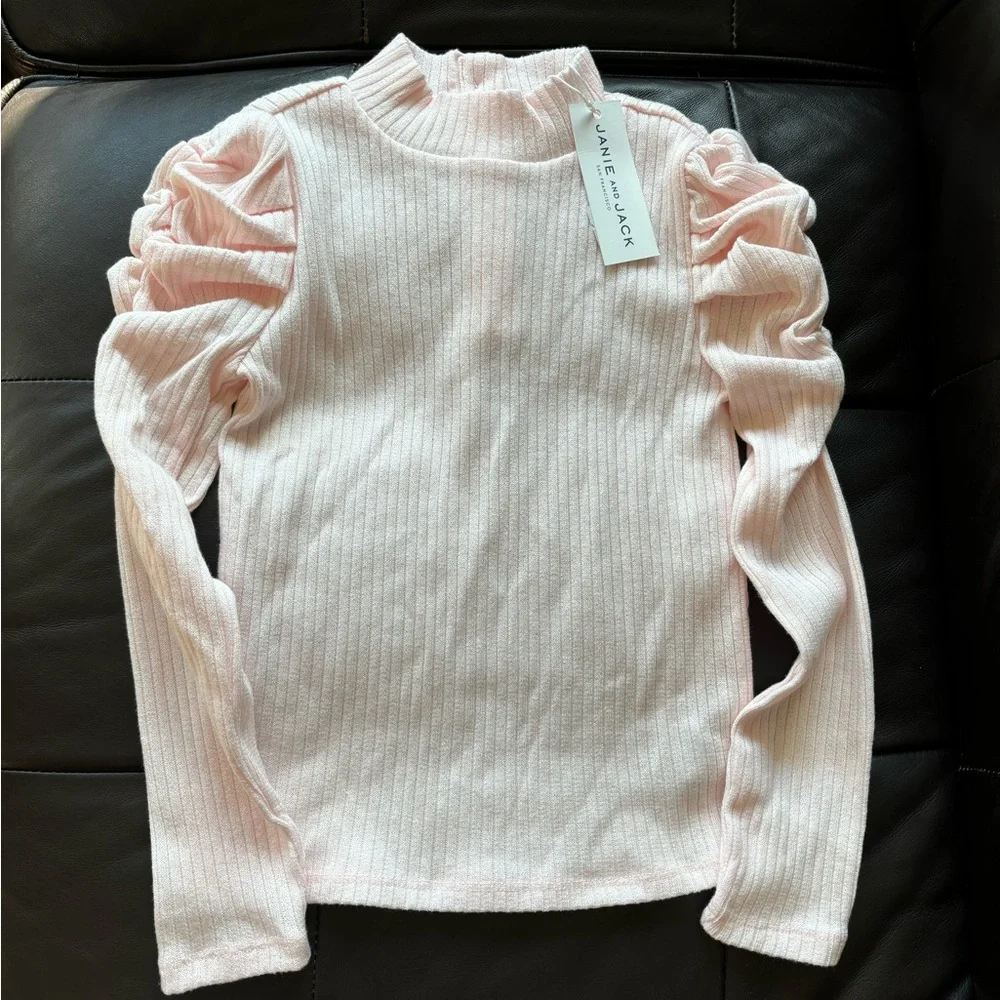 NWT Janie and Jack Ribbed Puff Sleeve Top - Picture 4 of 4